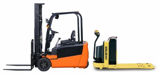 orange and yellow forklift