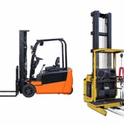 orange and yellow forklifts